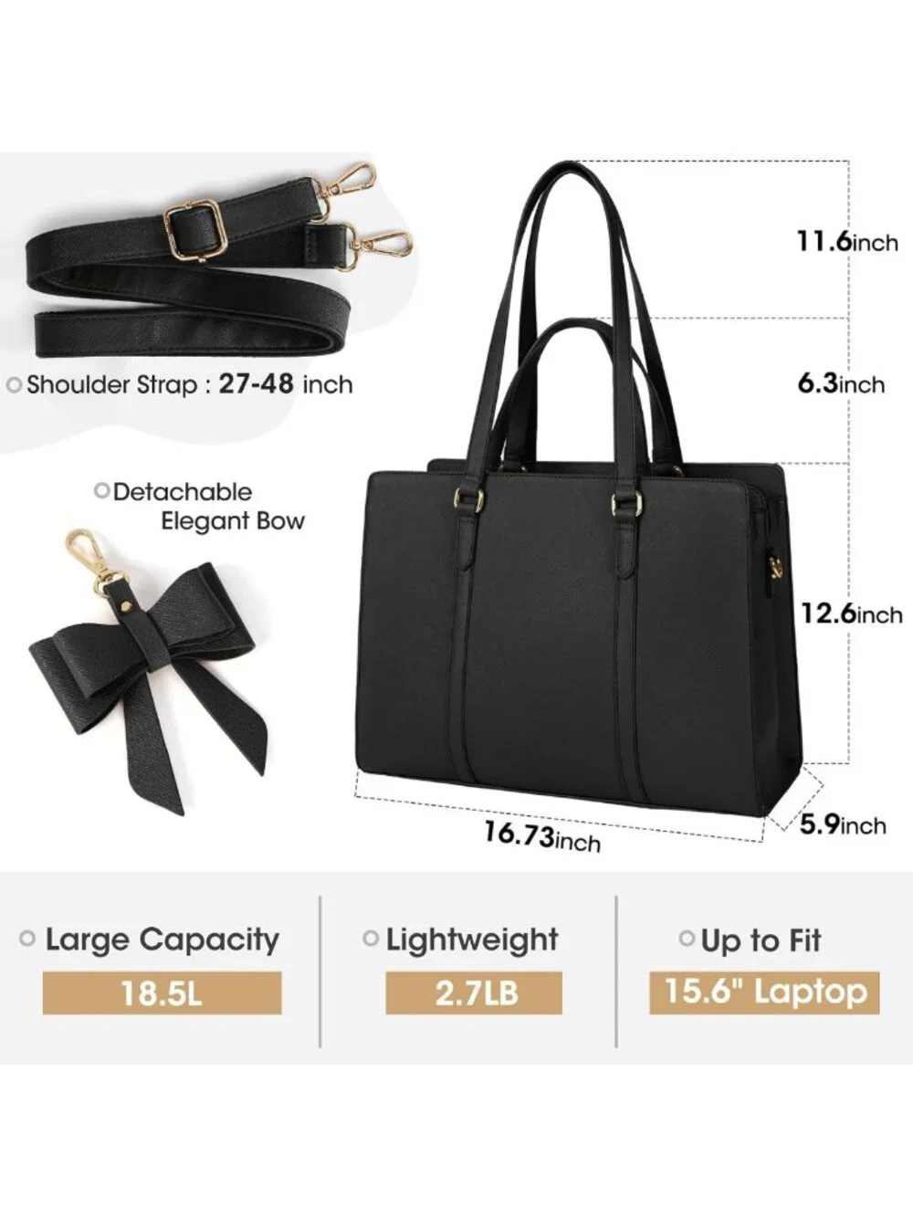 Stylish Waterproof Laptop Tote Bag for 15.6